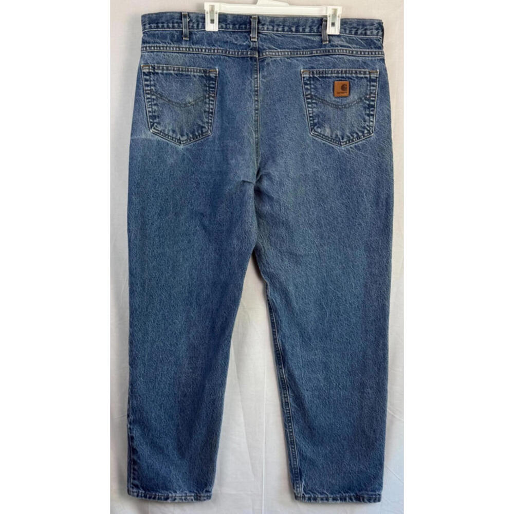 Carhartt Jeans Men’s 42X32 Blue Cotton Denim Straight Leg Jean - Picture 2 of 7